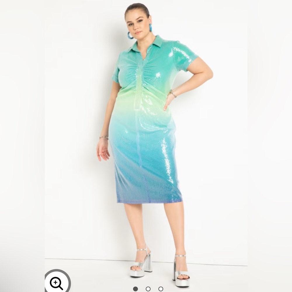 Eloquii sequin ombre midi dress with short sleeves